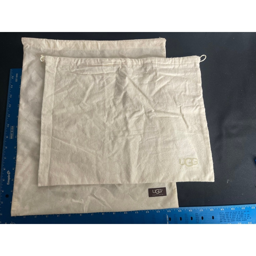 UGG Australia Cream Cotton Drawstring Dust Bags Set of 2 for Boots and‎ Shoes